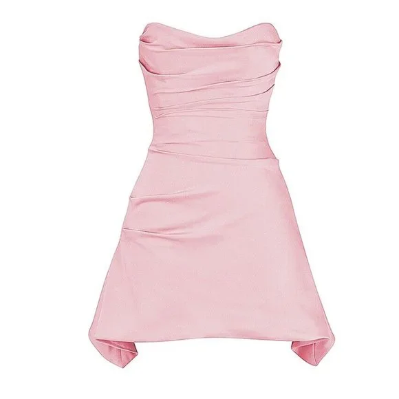 HOUSE OF CB 'Jasmine' Rose Pink Draped Strapless Corset Dress NWOT - Picture 8 of 14